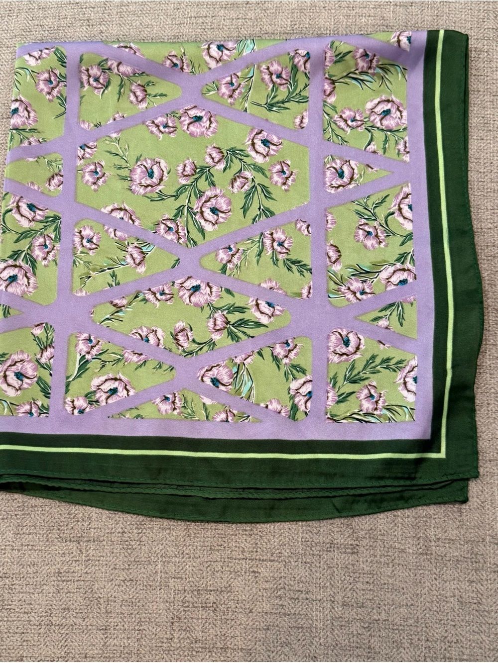 Floral Scarf in Green & Lavender